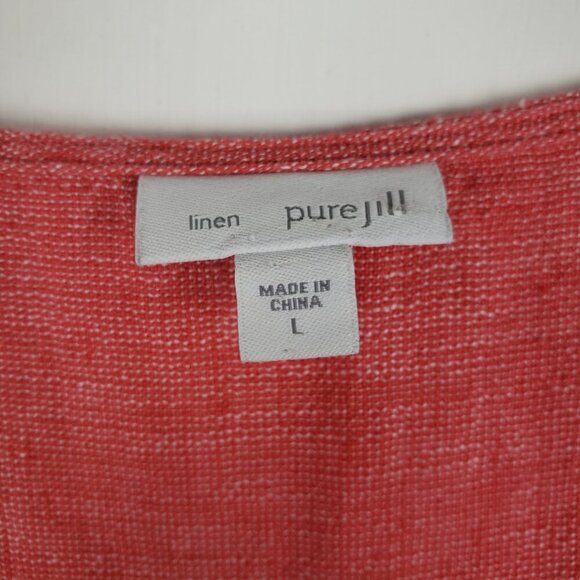 Pure Jill Linen Babydoll Top Muted Red 3/4 Sleeve Lagenlook Size Large - Picture 5 of 8